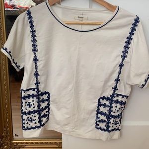 Made well blue embroidered top